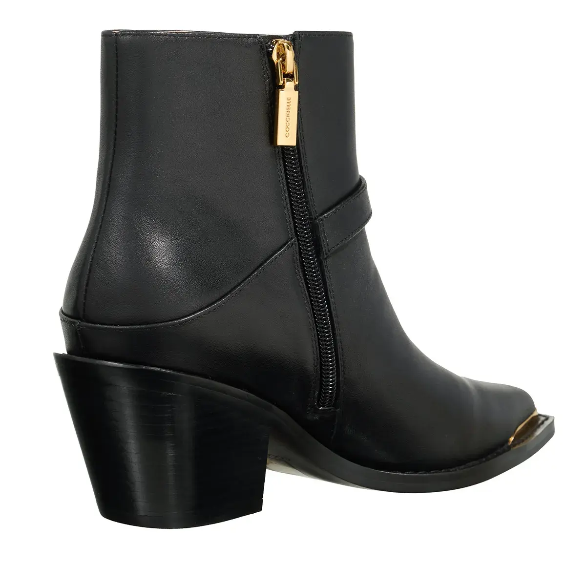 Schwarze Leder-Stiefeletten mit Schnalle