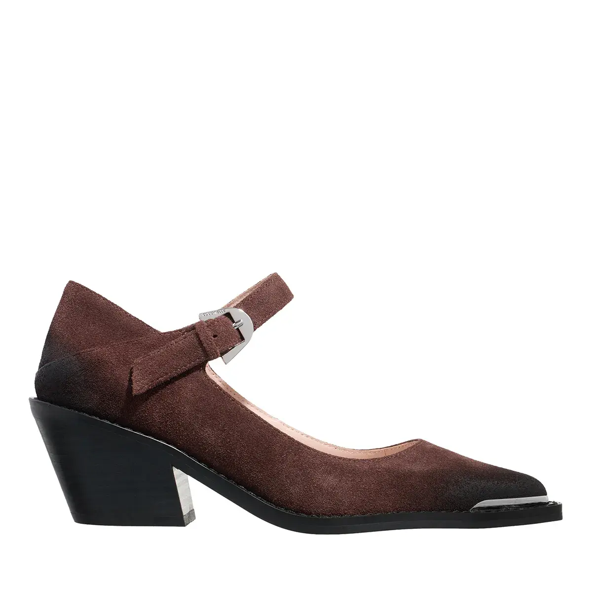 Mary Jane Pumps mit Blockabsatz aus Wildleder