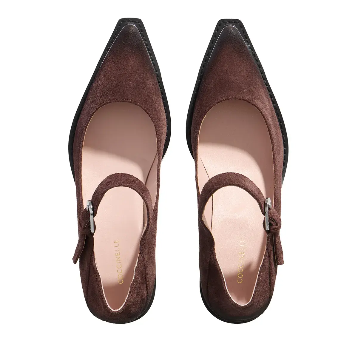 Mary Jane Pumps mit Blockabsatz aus Wildleder