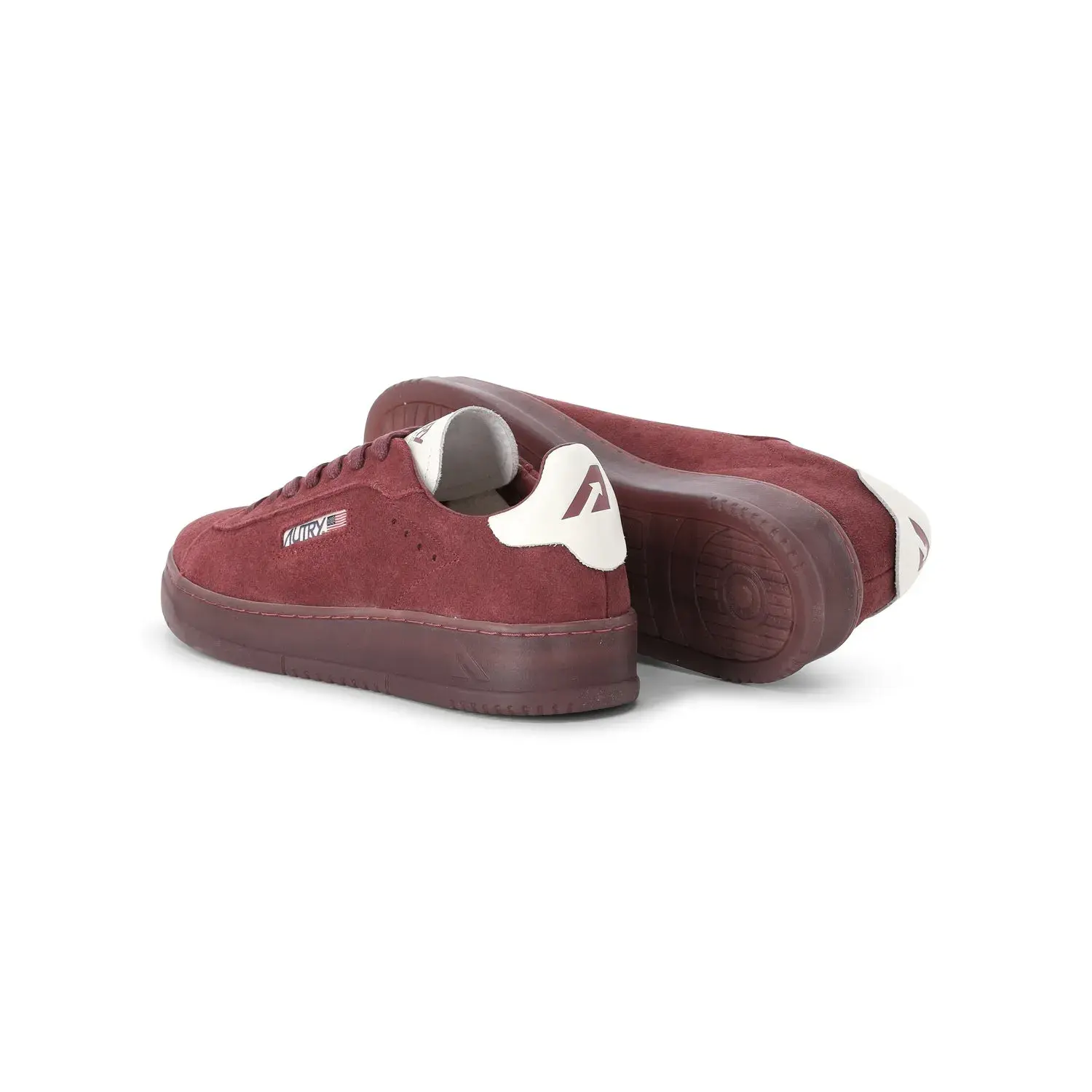 Burgunderrote Retro-Sneakers aus Wildleder