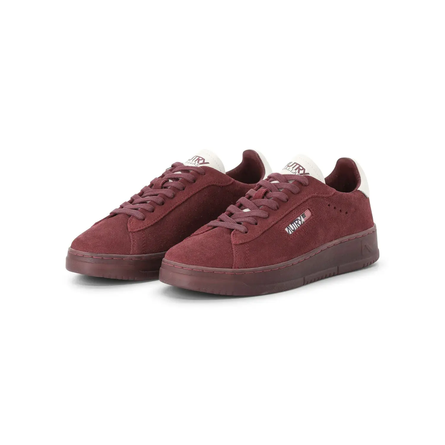 Burgunderrote Retro-Sneakers aus Wildleder