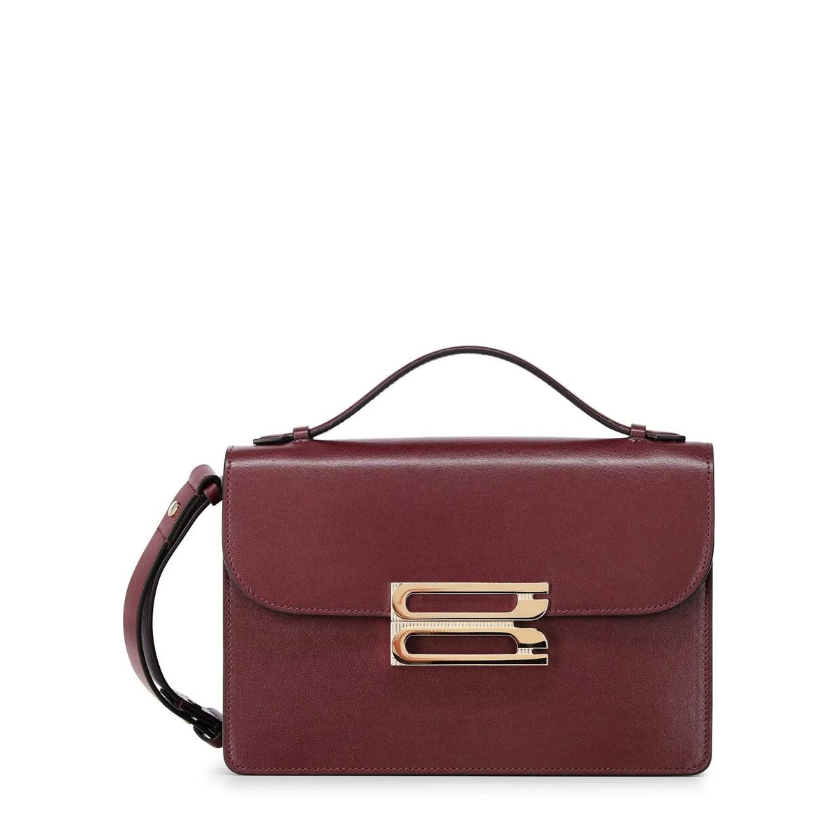Burgunderrote Leder Crossbody Tasche mit Griff