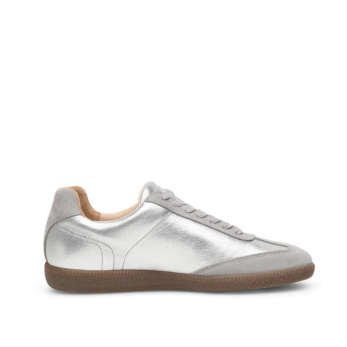 Metallic silberner Low-Top-Sneaker aus Leder