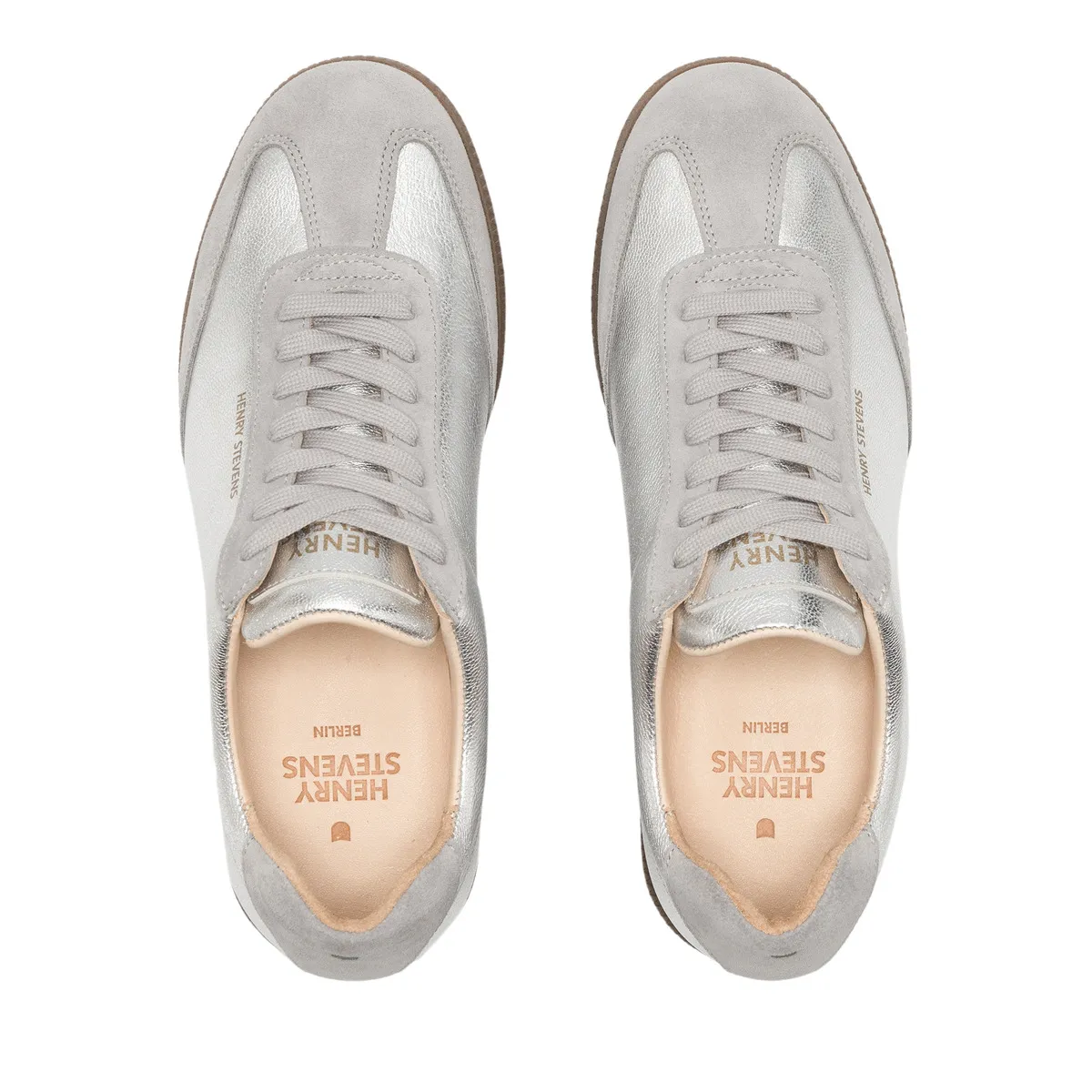 Metallic silberner Low-Top-Sneaker aus Leder