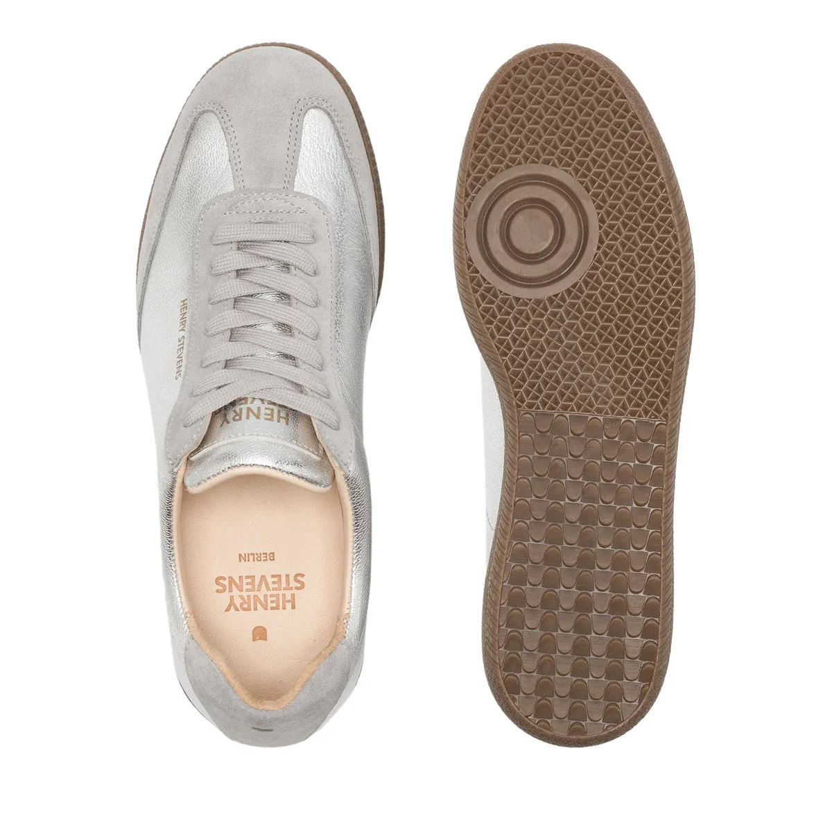 Metallic silberner Low-Top-Sneaker aus Leder