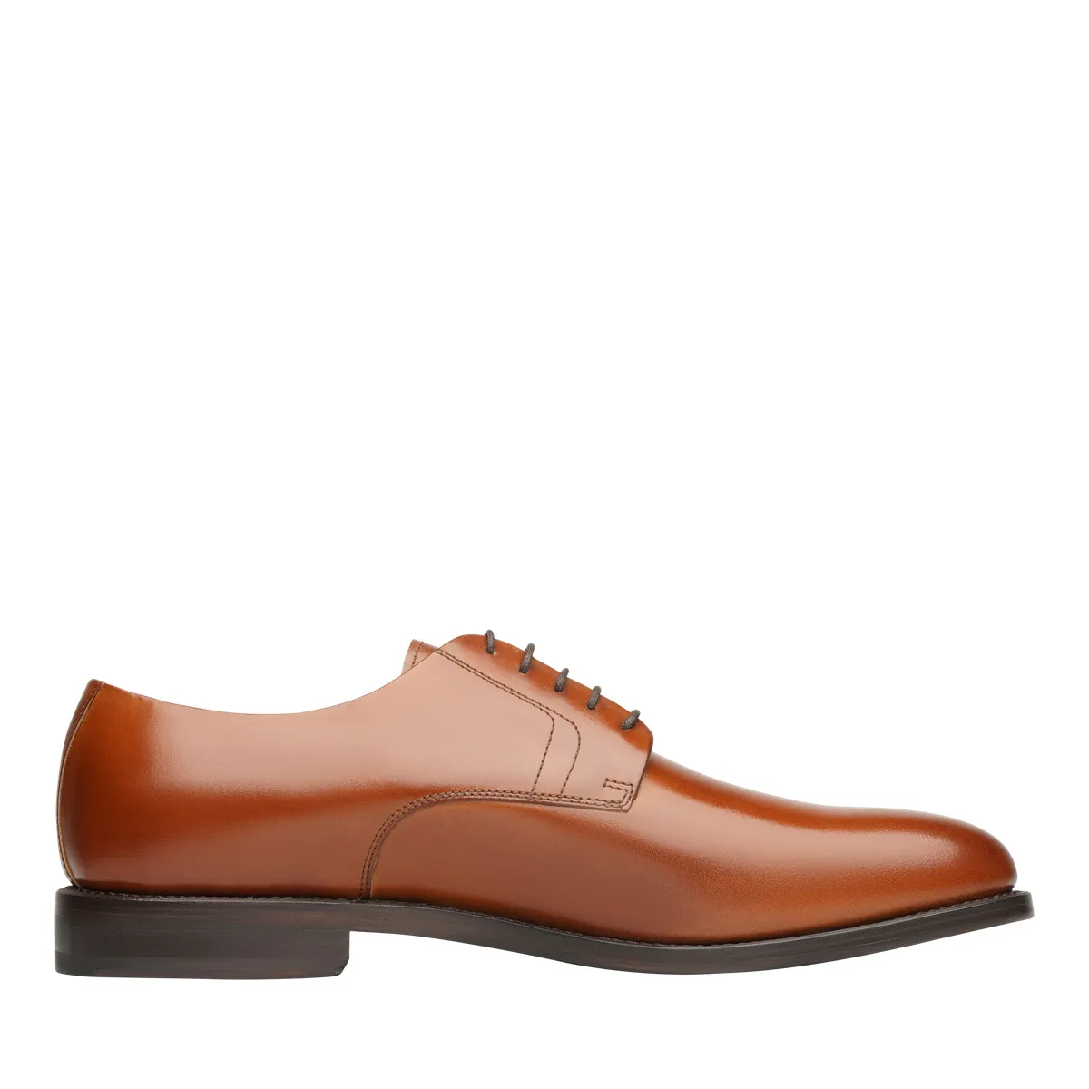 Klassischer Cognacbrauner Derby-Schuh aus Leder