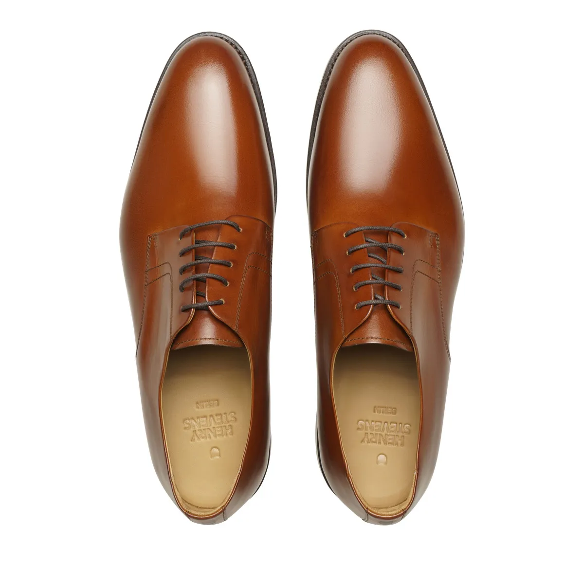 Klassischer Cognacbrauner Derby-Schuh aus Leder