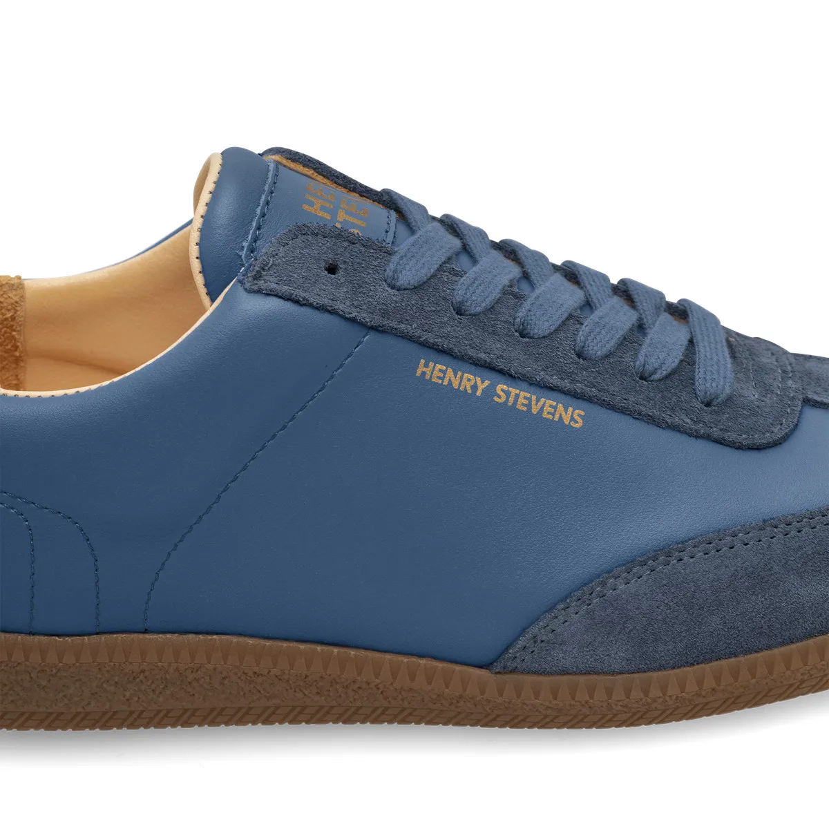 Blaue Leder Low-Top Sneaker