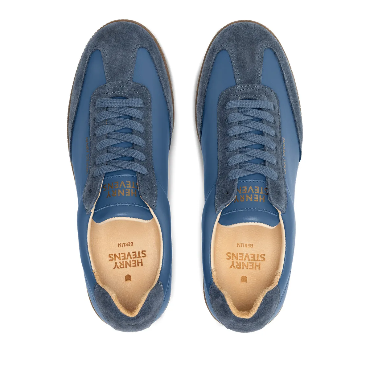 Blaue Leder Low-Top Sneaker