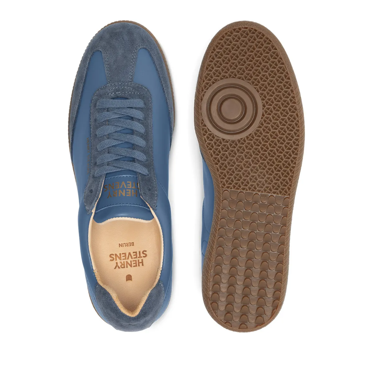 Blaue Leder Low-Top Sneaker