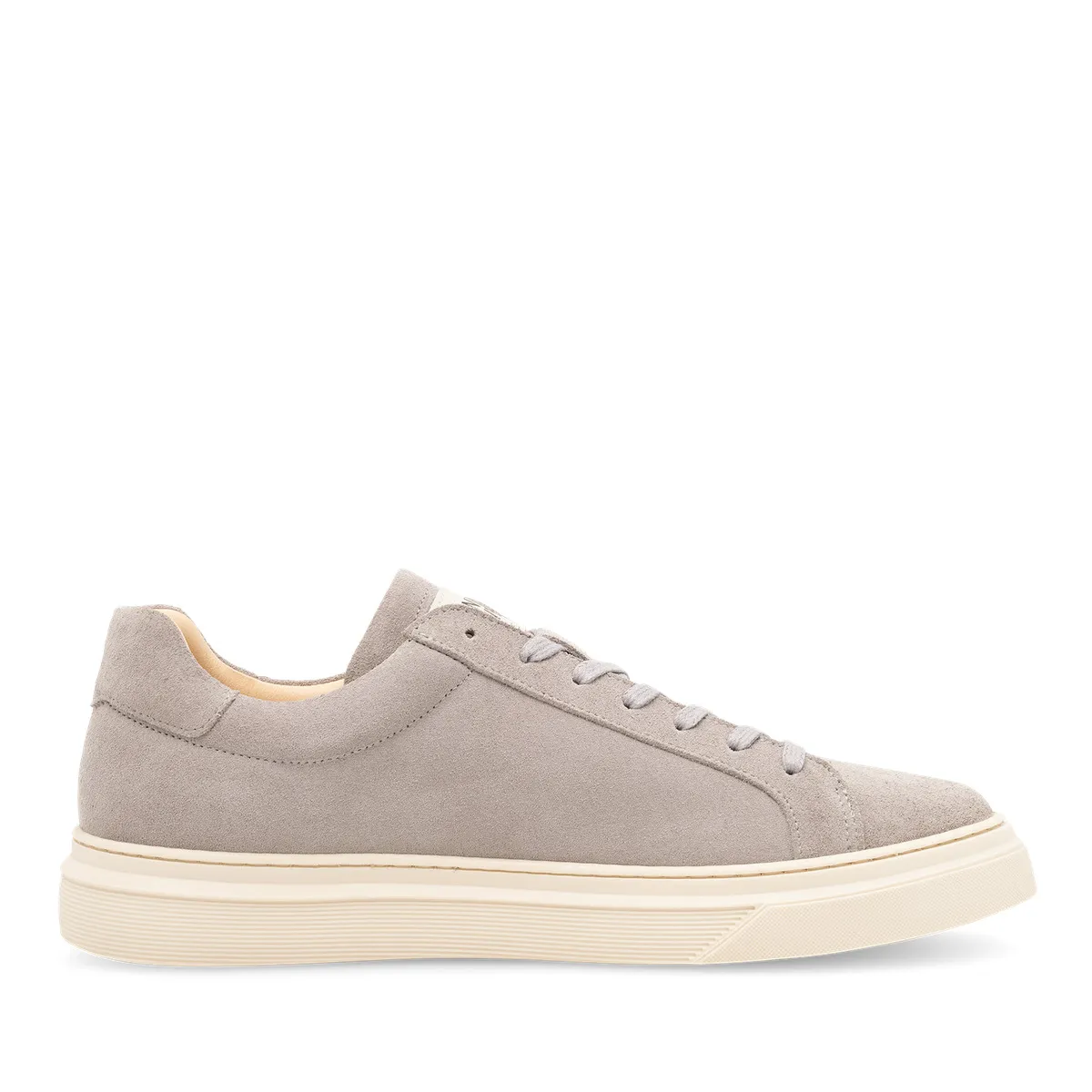 Grauer Wildleder Low-Top Court Sneaker