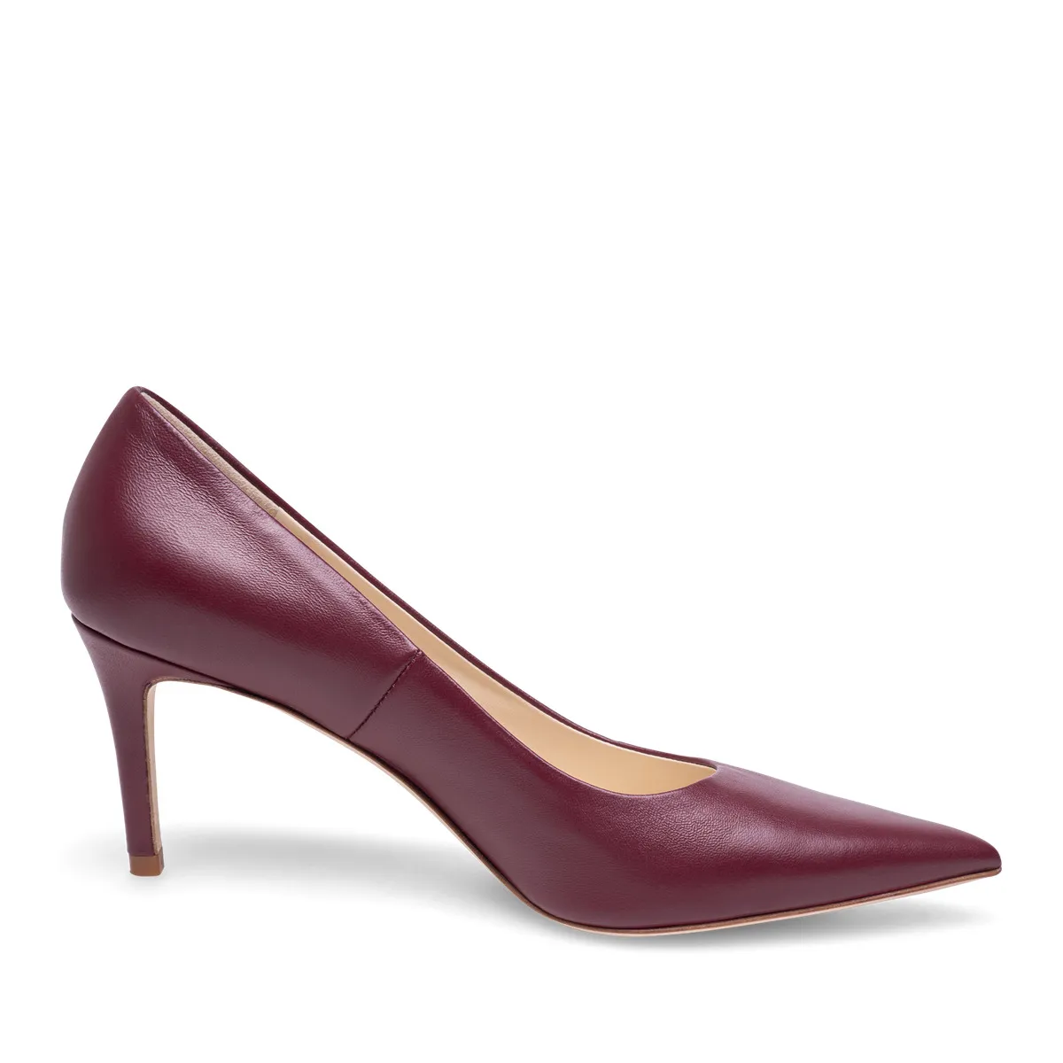 Elegante burgunderrote Pumps mit spitzer Spitze