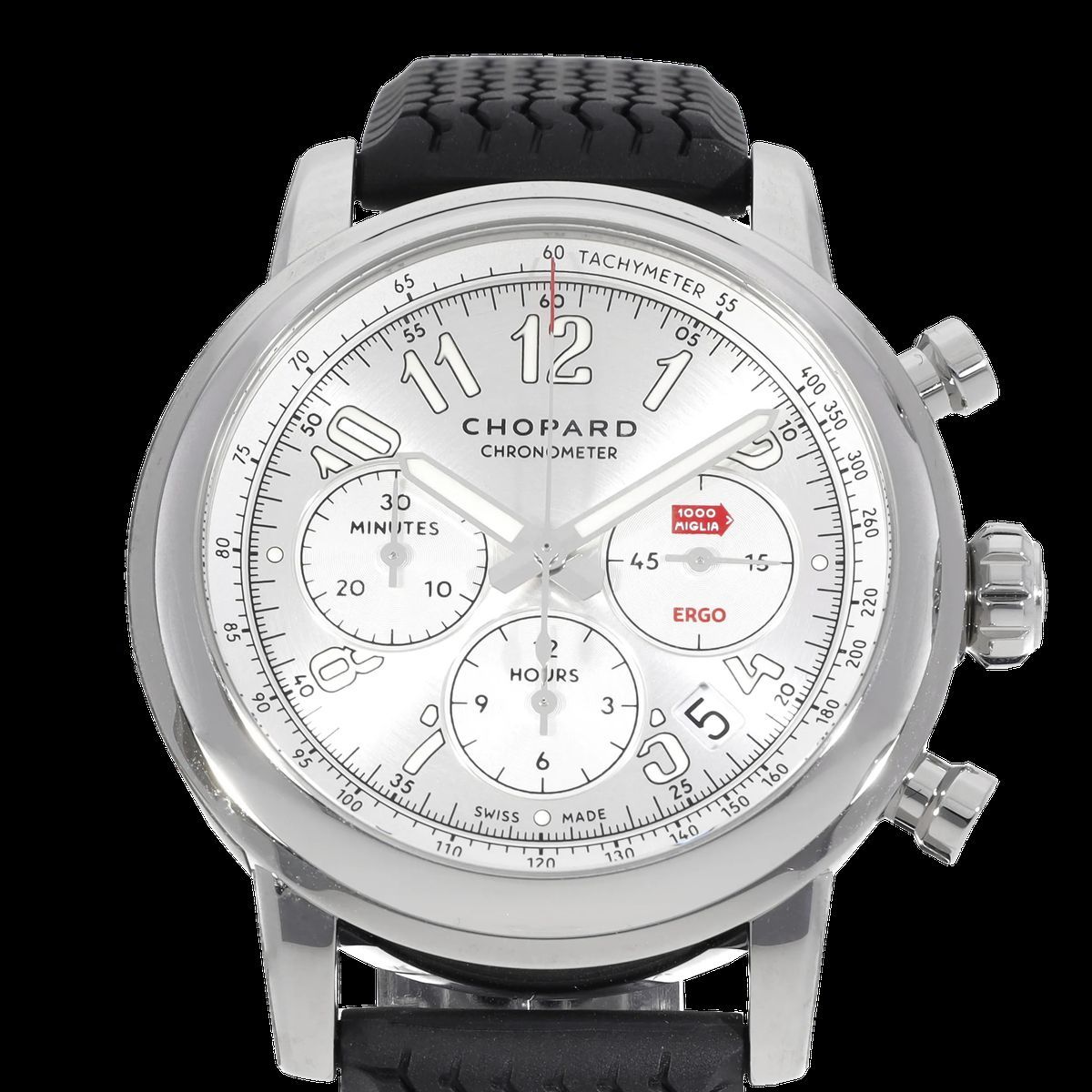 Silberner Chronograph Automatik Gummiuhr