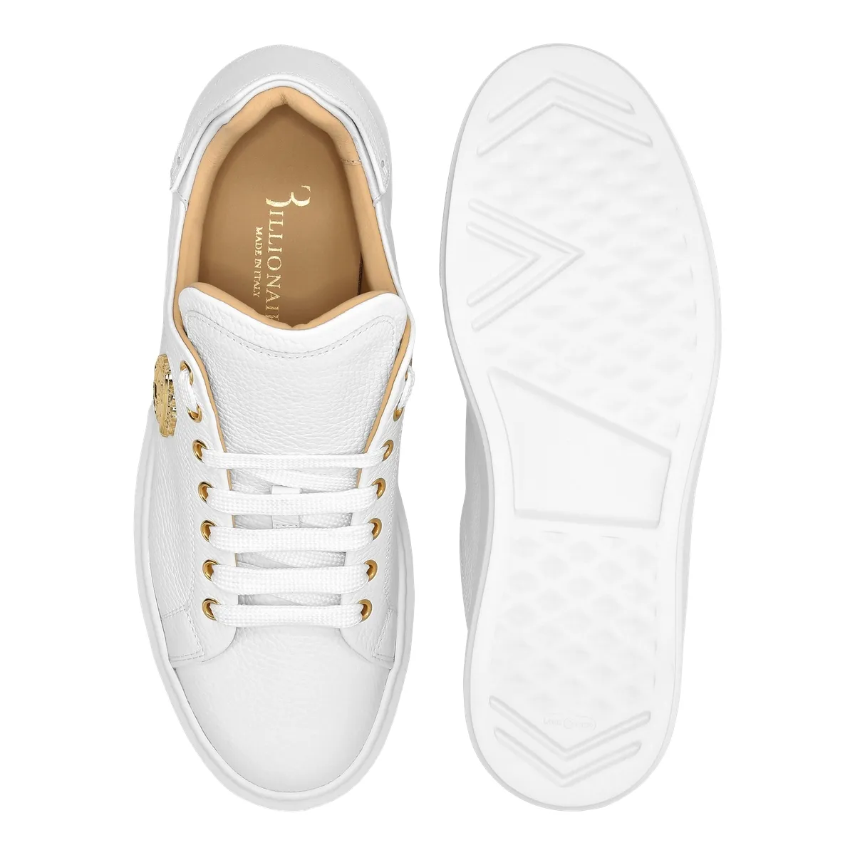 Low-Top Leder Sneaker mit goldenem Emblem