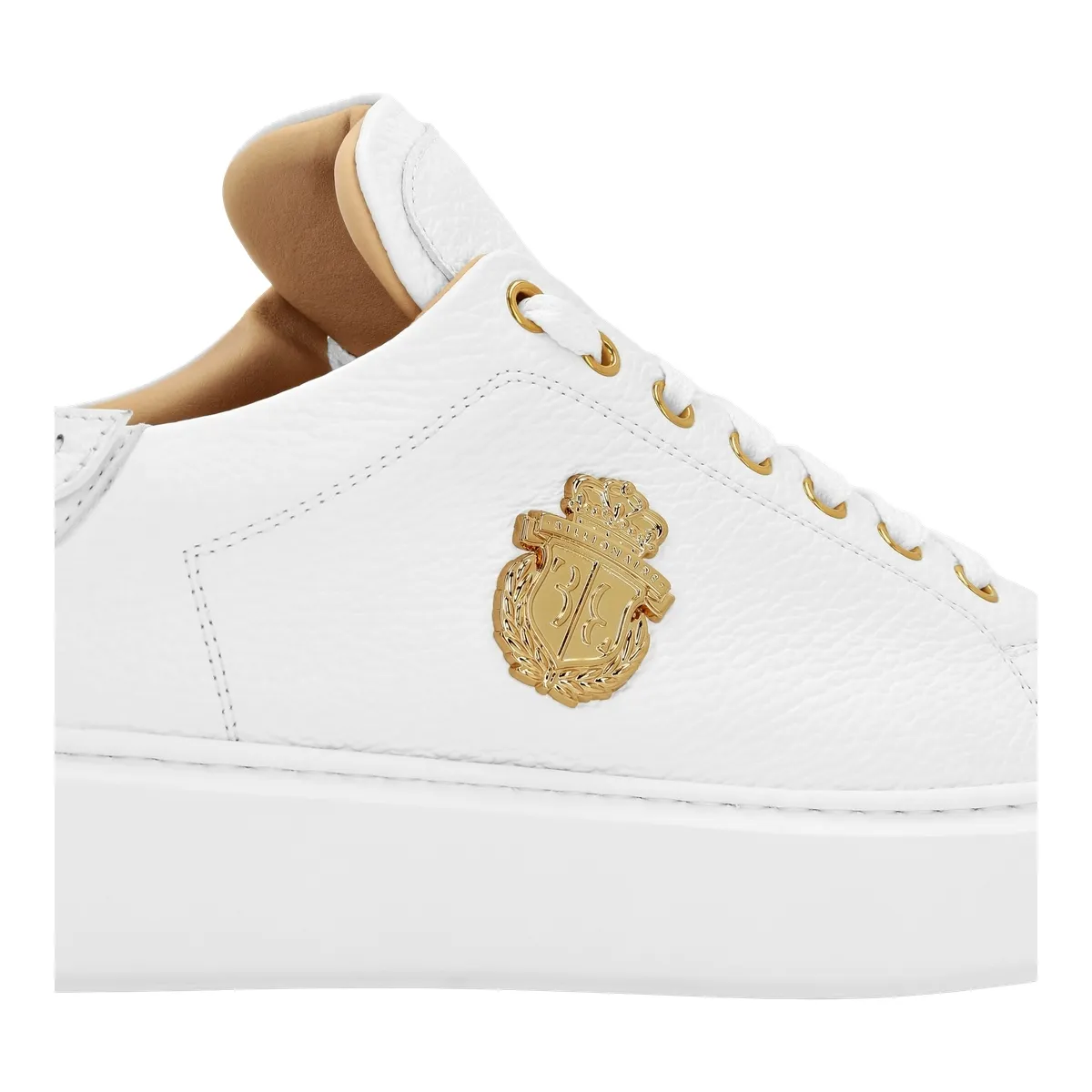 Low-Top Leder Sneaker mit goldenem Emblem