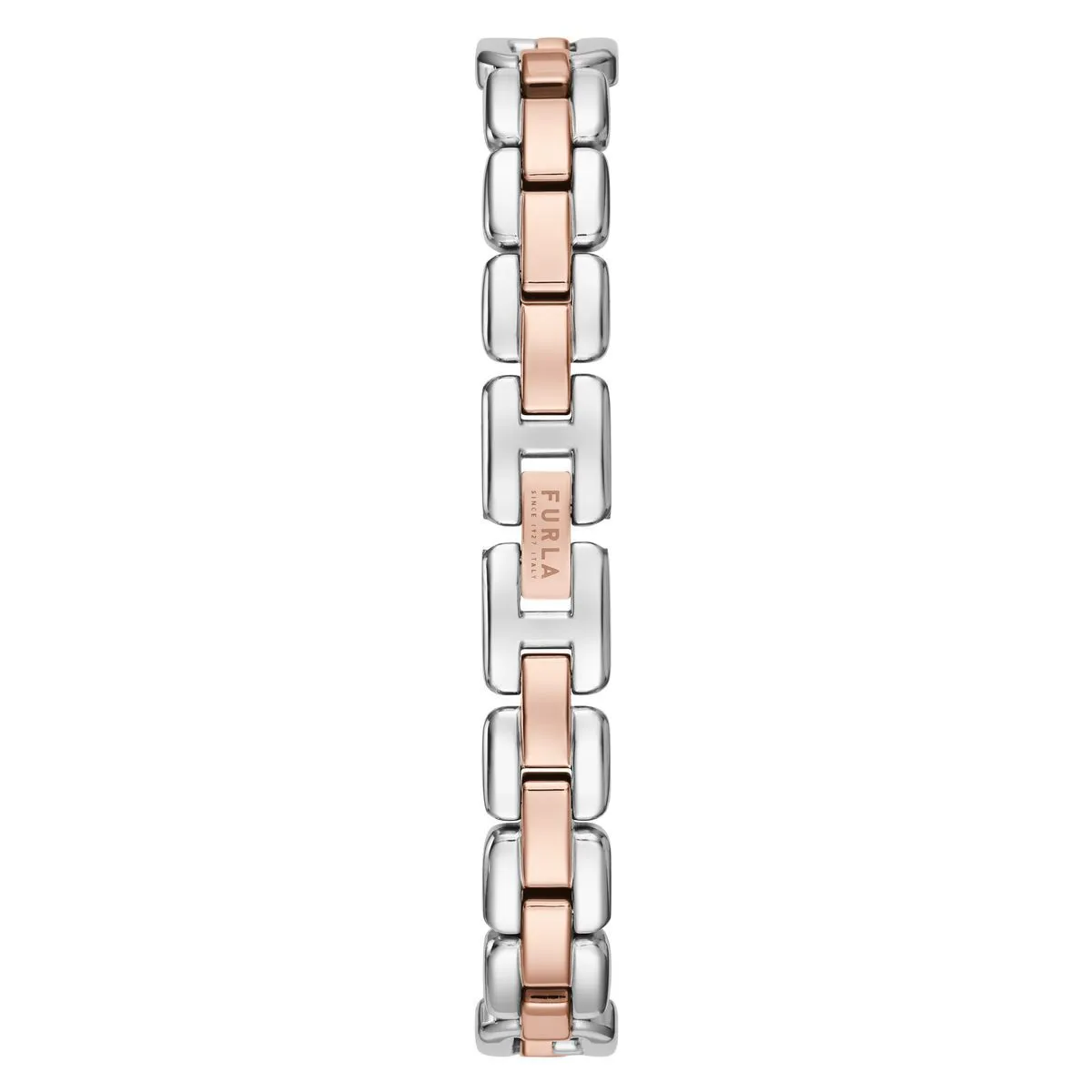 Elegante Silber- und Roségold-Gliederarmbanduhr