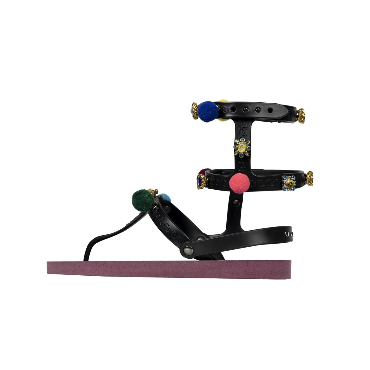 Bunte Zehentrenner-Sandalen mit Bommeln