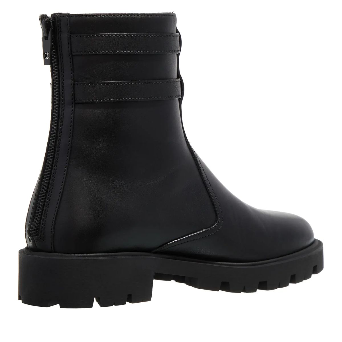 Schwarze Lederstiefeletten mit Schnallen