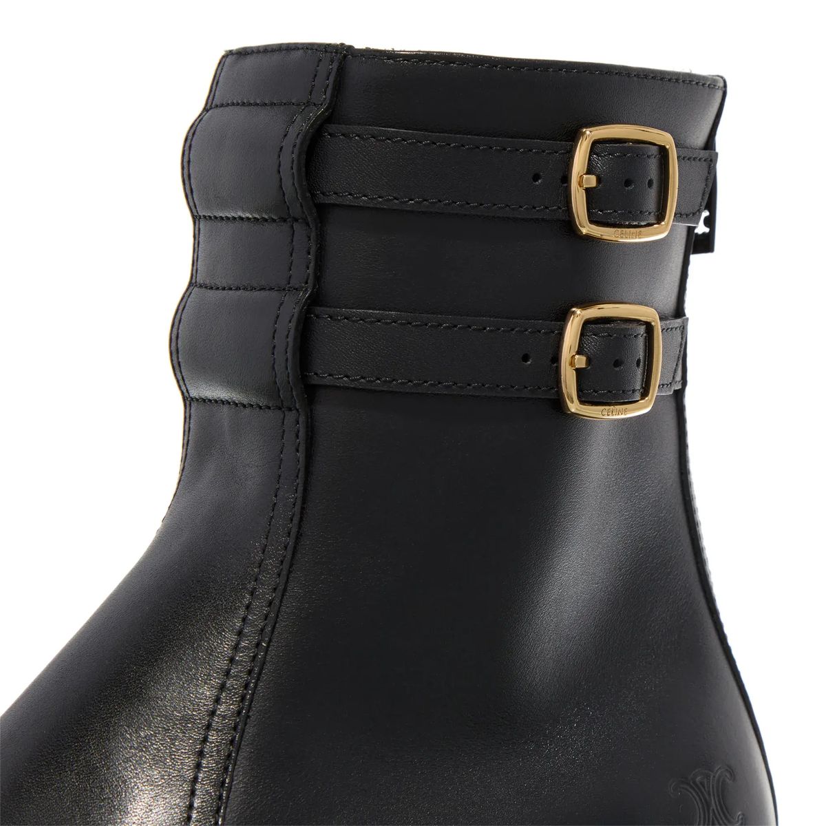 Schwarze Lederstiefeletten mit Schnallen
