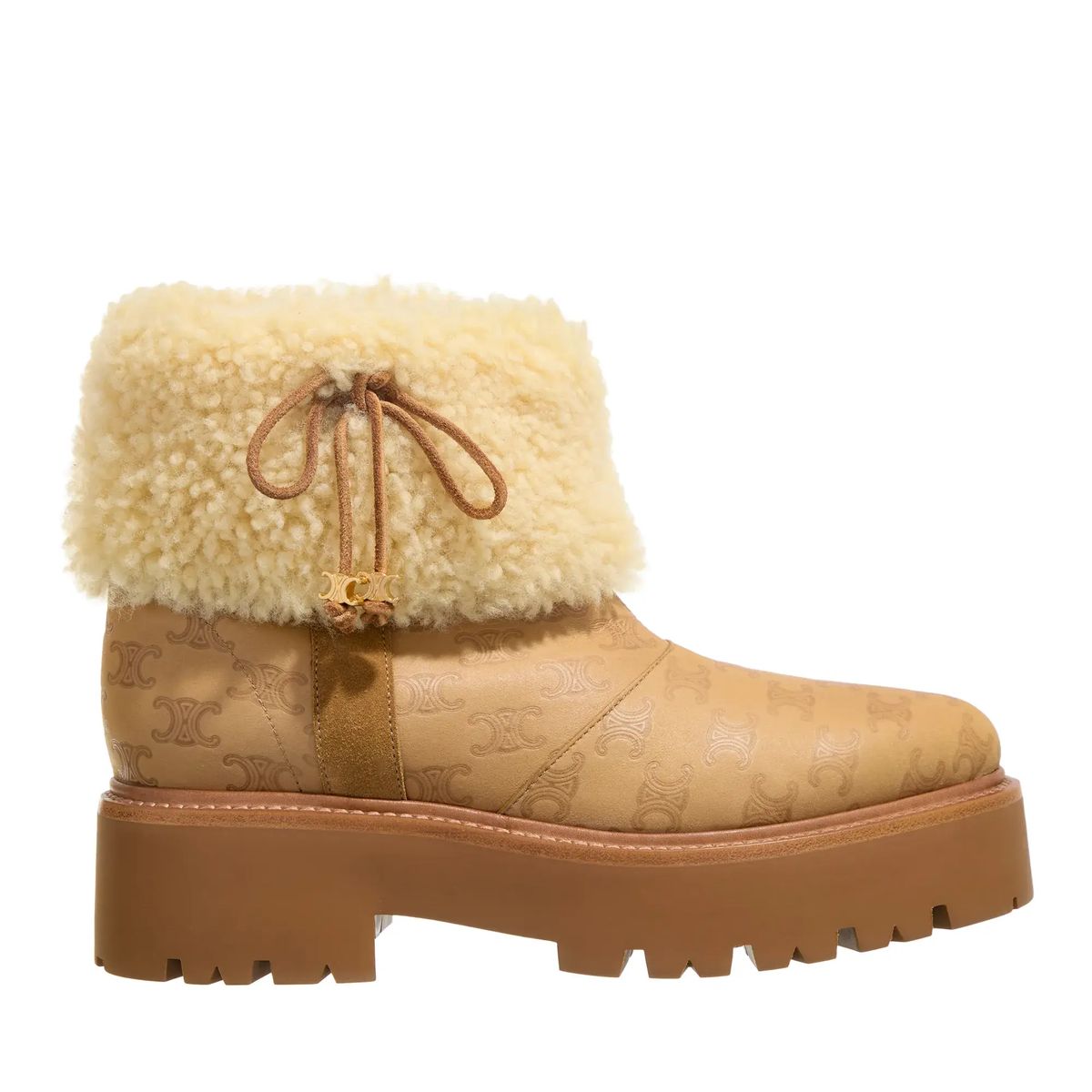 Winterstiefel mit Lug-Sohle und Shearling-Besatz