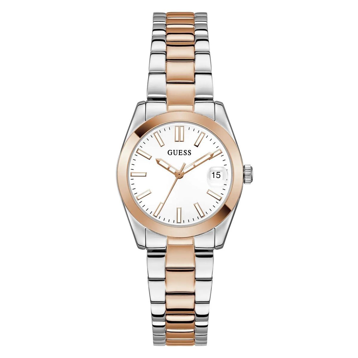 Elegante zweifarbige Edelstahluhr