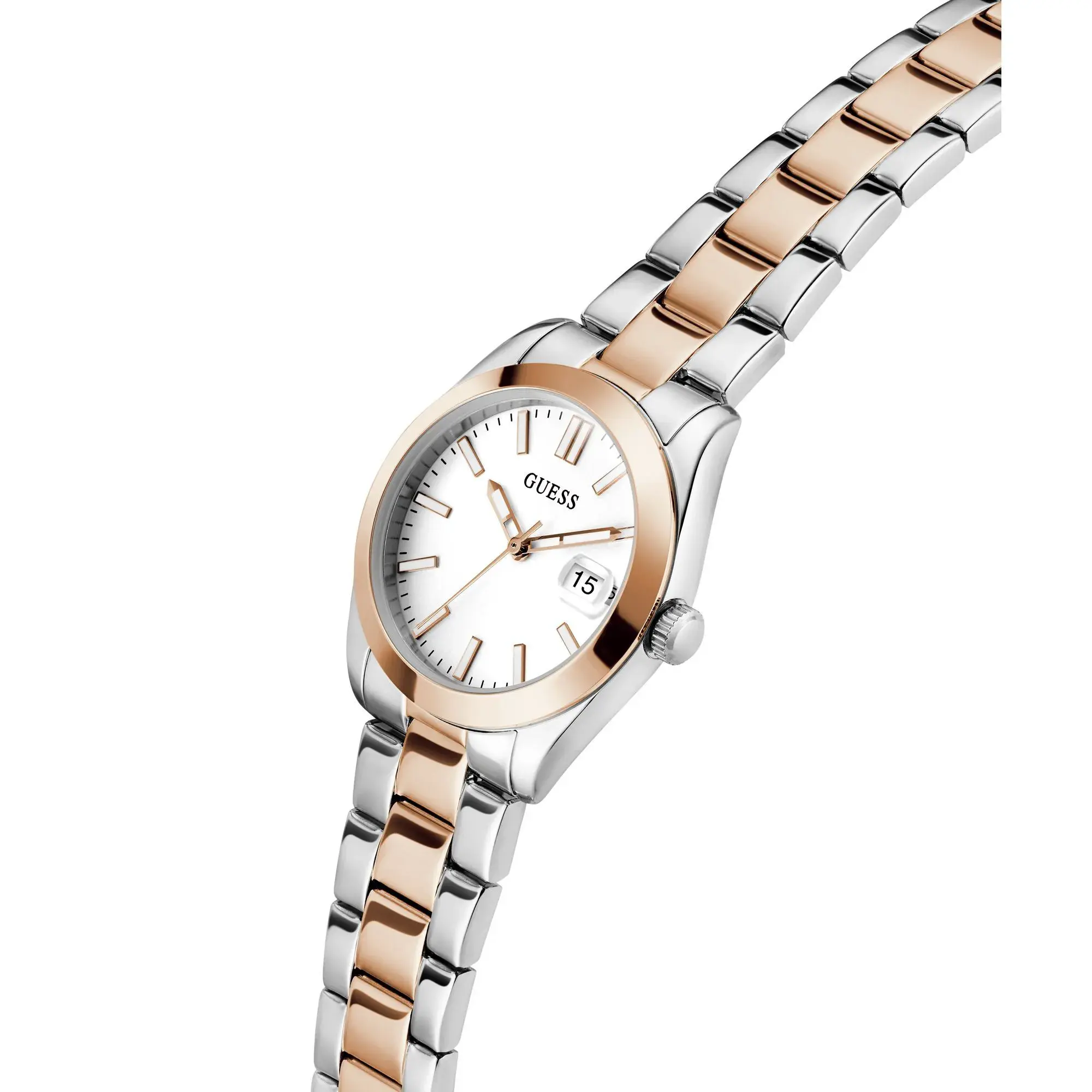 Elegante zweifarbige Edelstahluhr