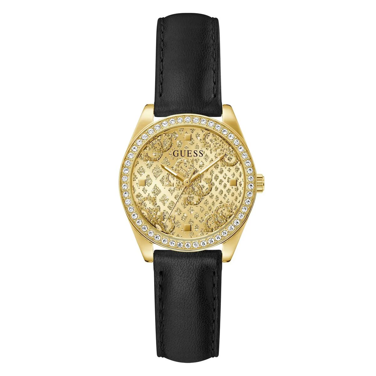 Gemusterte, Kristallbesetzte Analog-Uhr