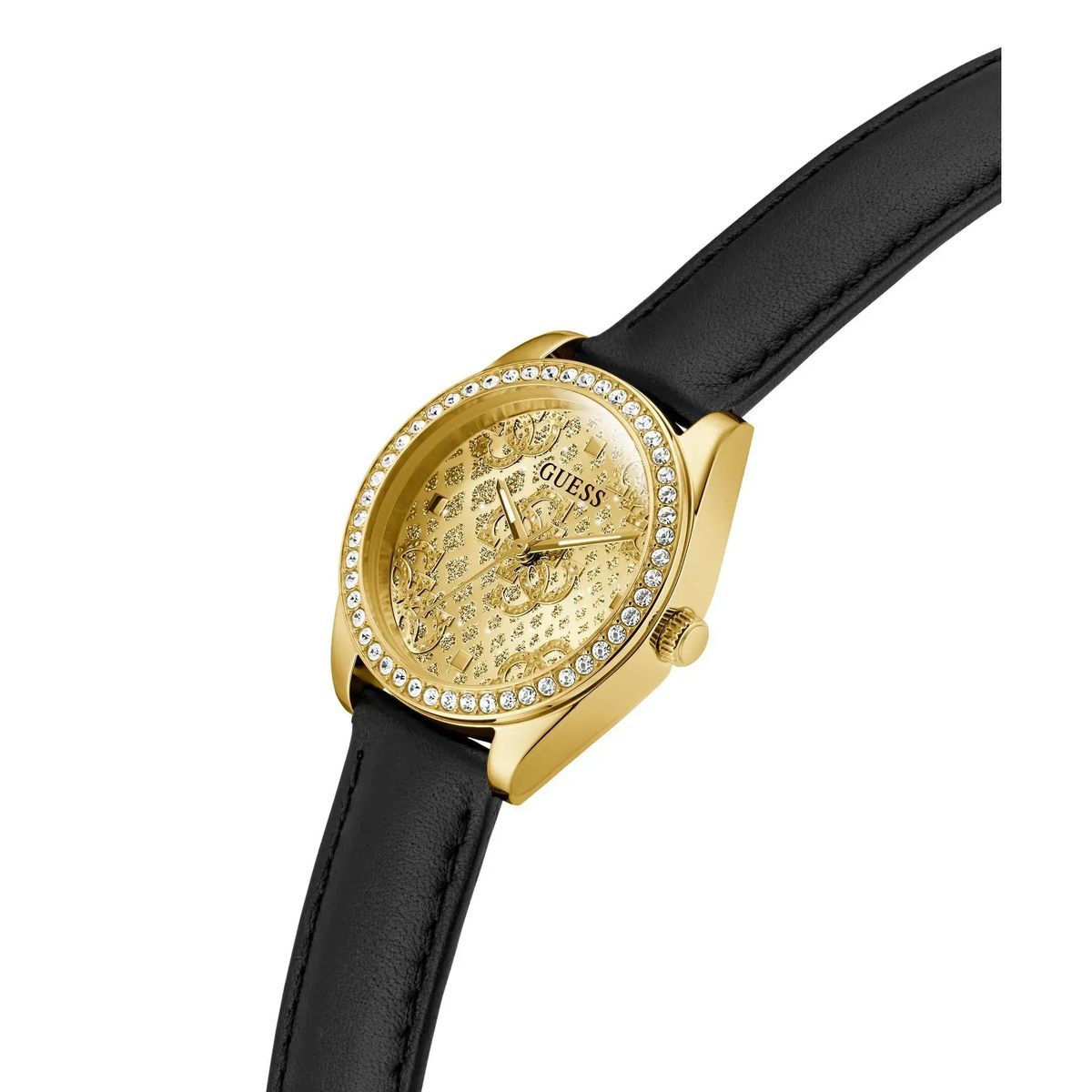 Gemusterte, Kristallbesetzte Analog-Uhr