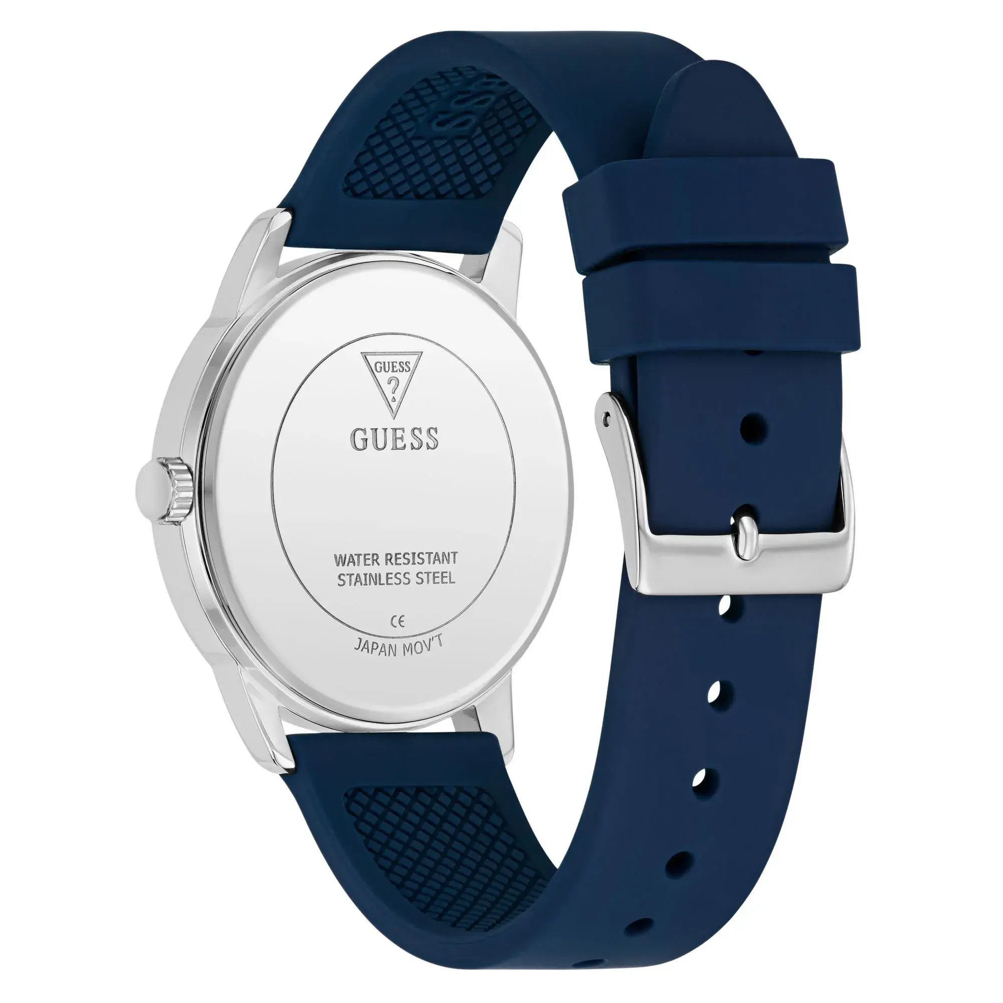 Blaue Uhr mit römischen Ziffern