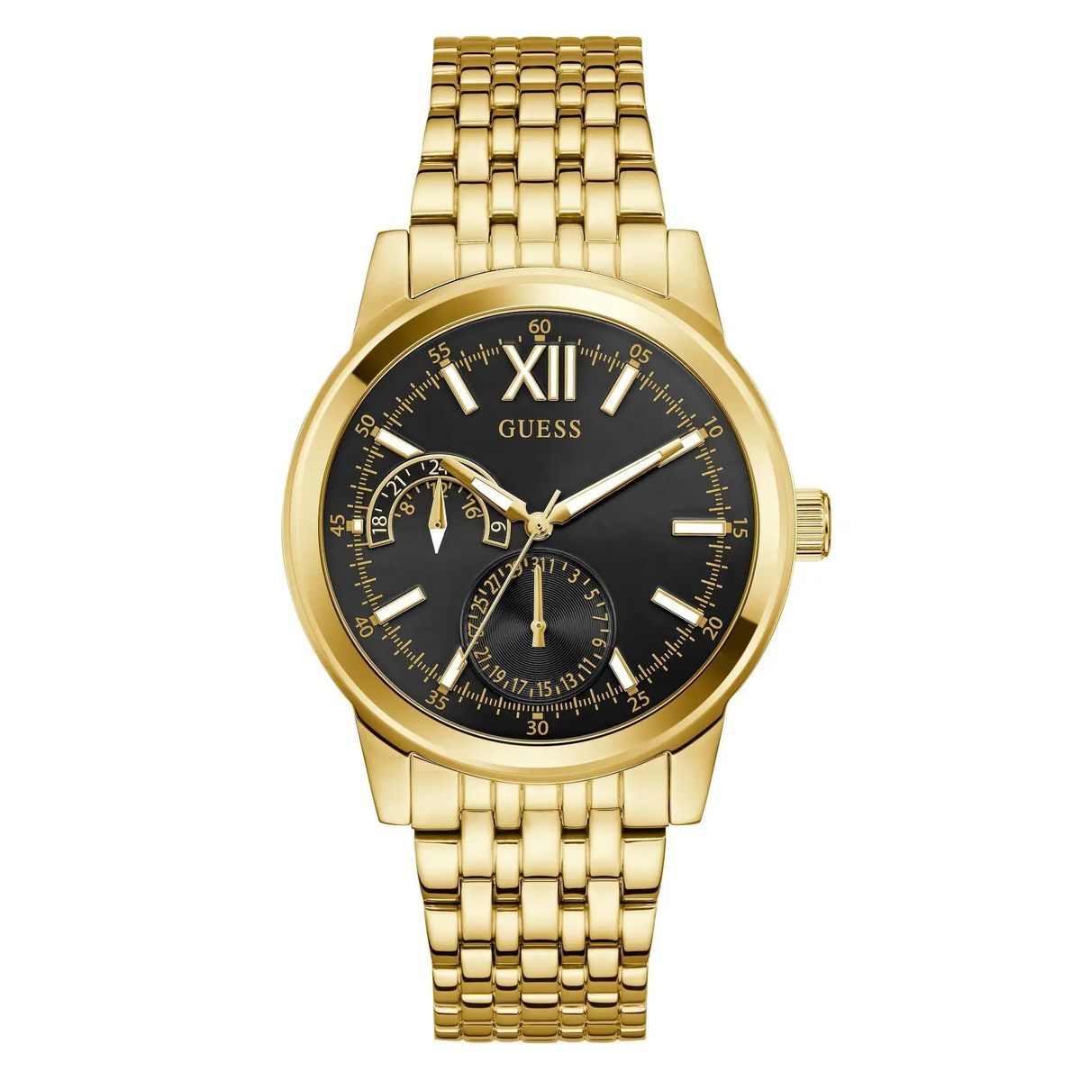 Goldfarbene Multifunktionsuhr mit Armband