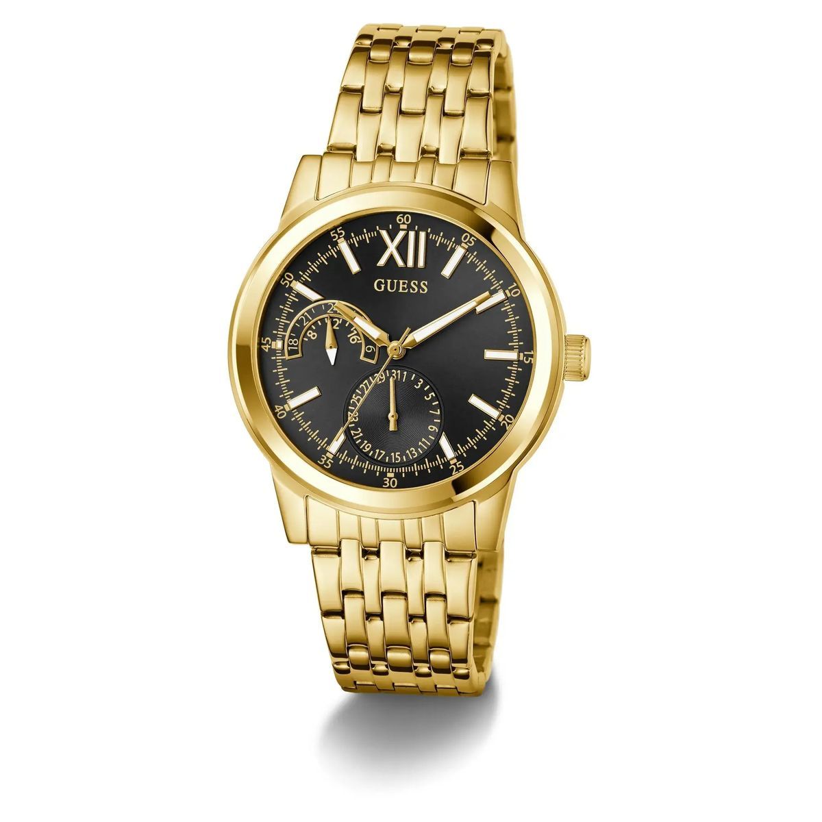 Goldfarbene Multifunktionsuhr mit Armband