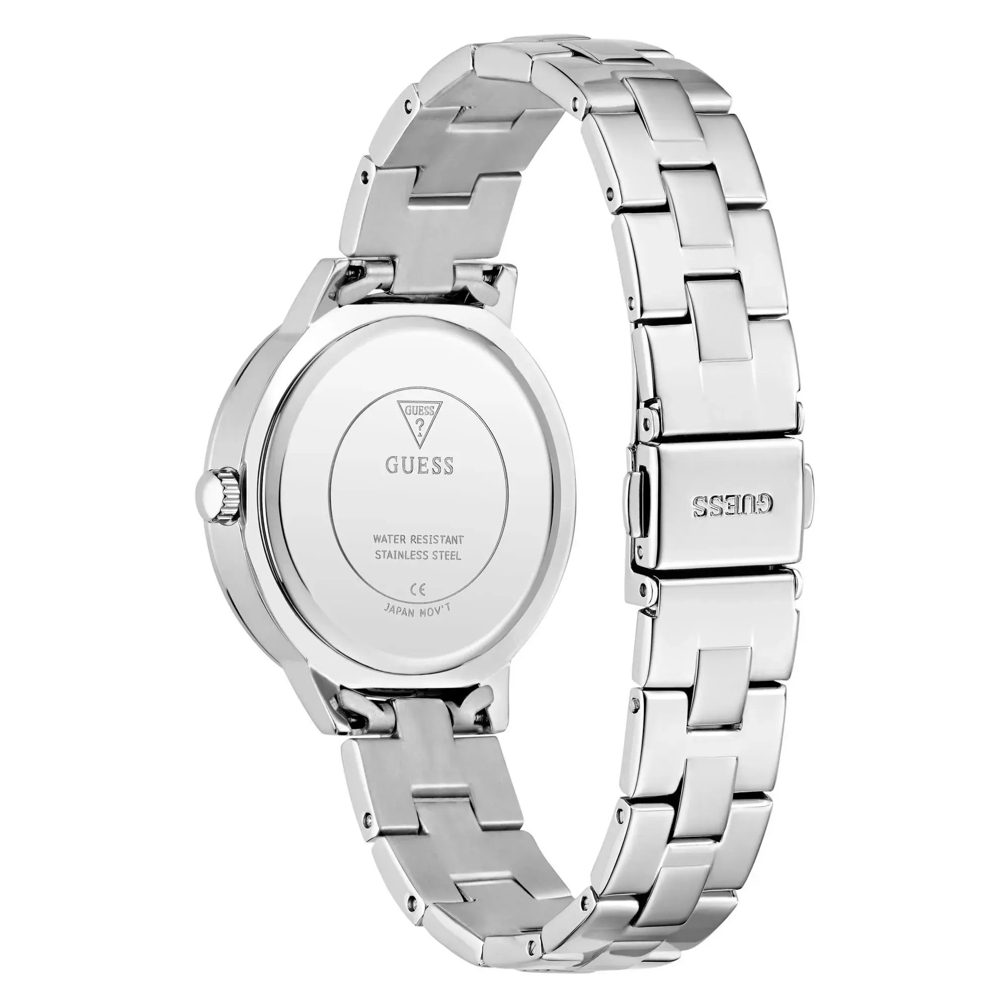 Kristallverzierte silberfarbene Zifferblatt-Uhr