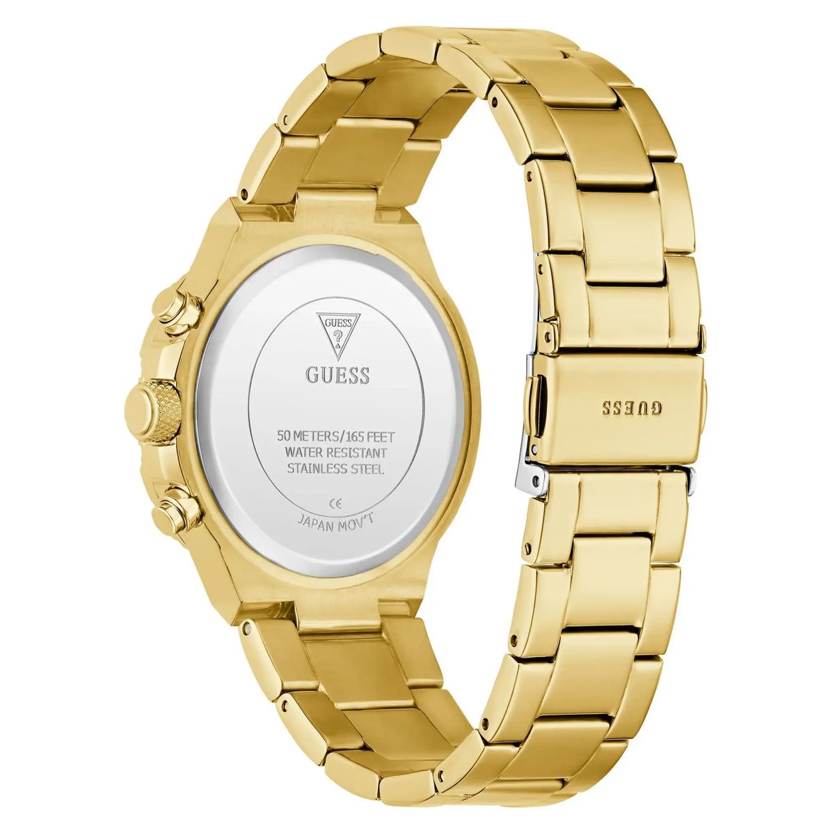 Goldfarbene Edelstahl-Uhr mit Kristallakzenten