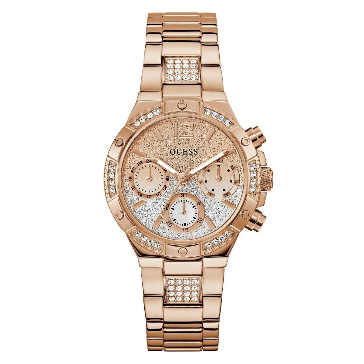 Funkelnde roségoldene Chronographenuhr