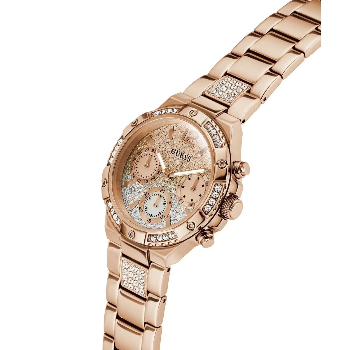 Funkelnde roségoldene Chronographenuhr