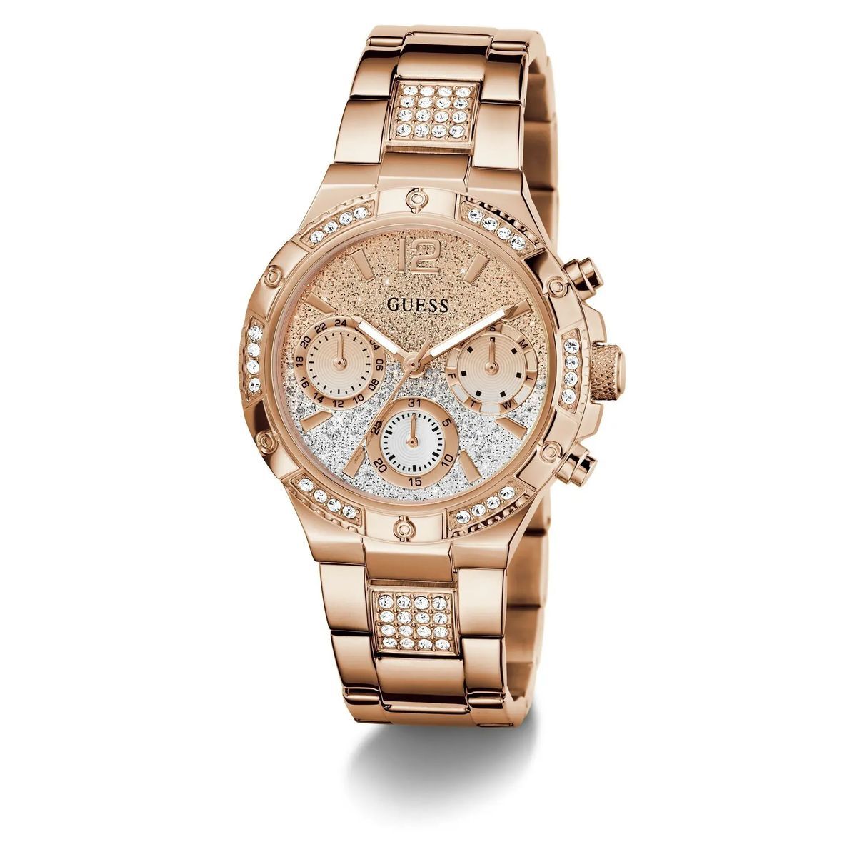 Funkelnde roségoldene Chronographenuhr