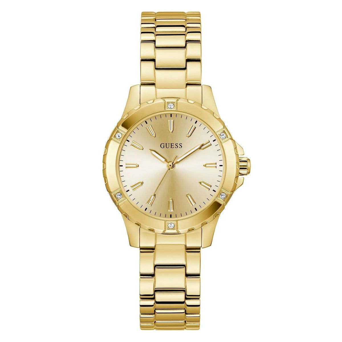 Goldfarbene analoge Armbanduhr