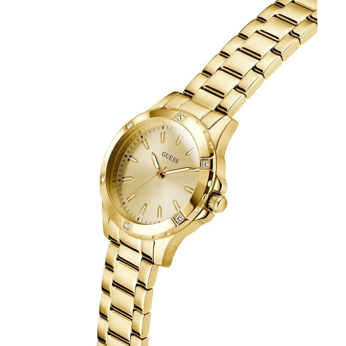 Goldfarbene analoge Armbanduhr