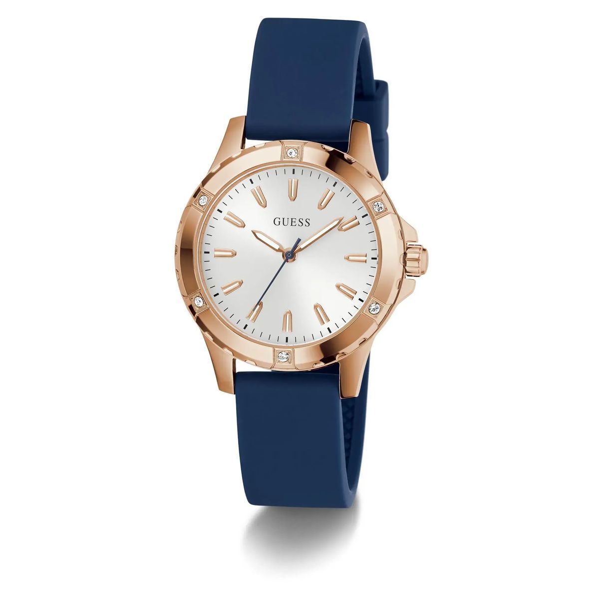 Damen Roségoldfarbene Blaue Uhr