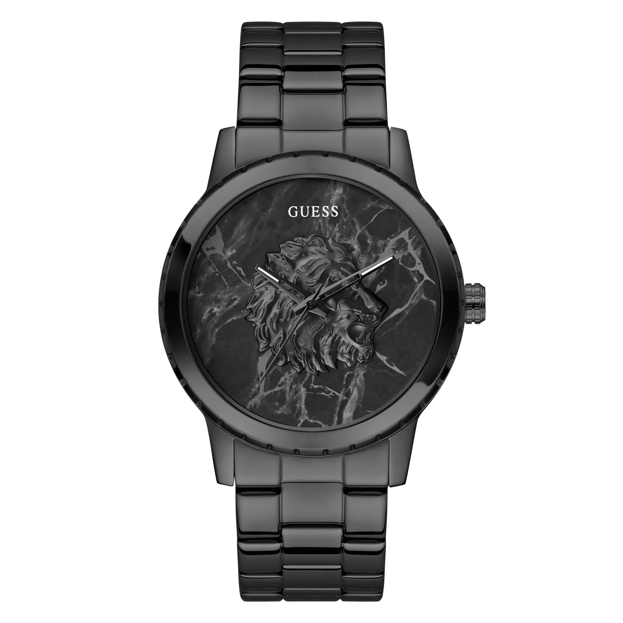 Schwarze Löwenkopf-Analog-Uhr