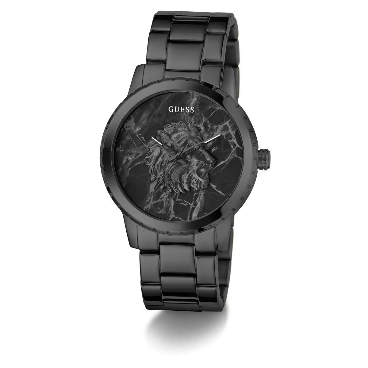 Schwarze Löwenkopf-Analog-Uhr
