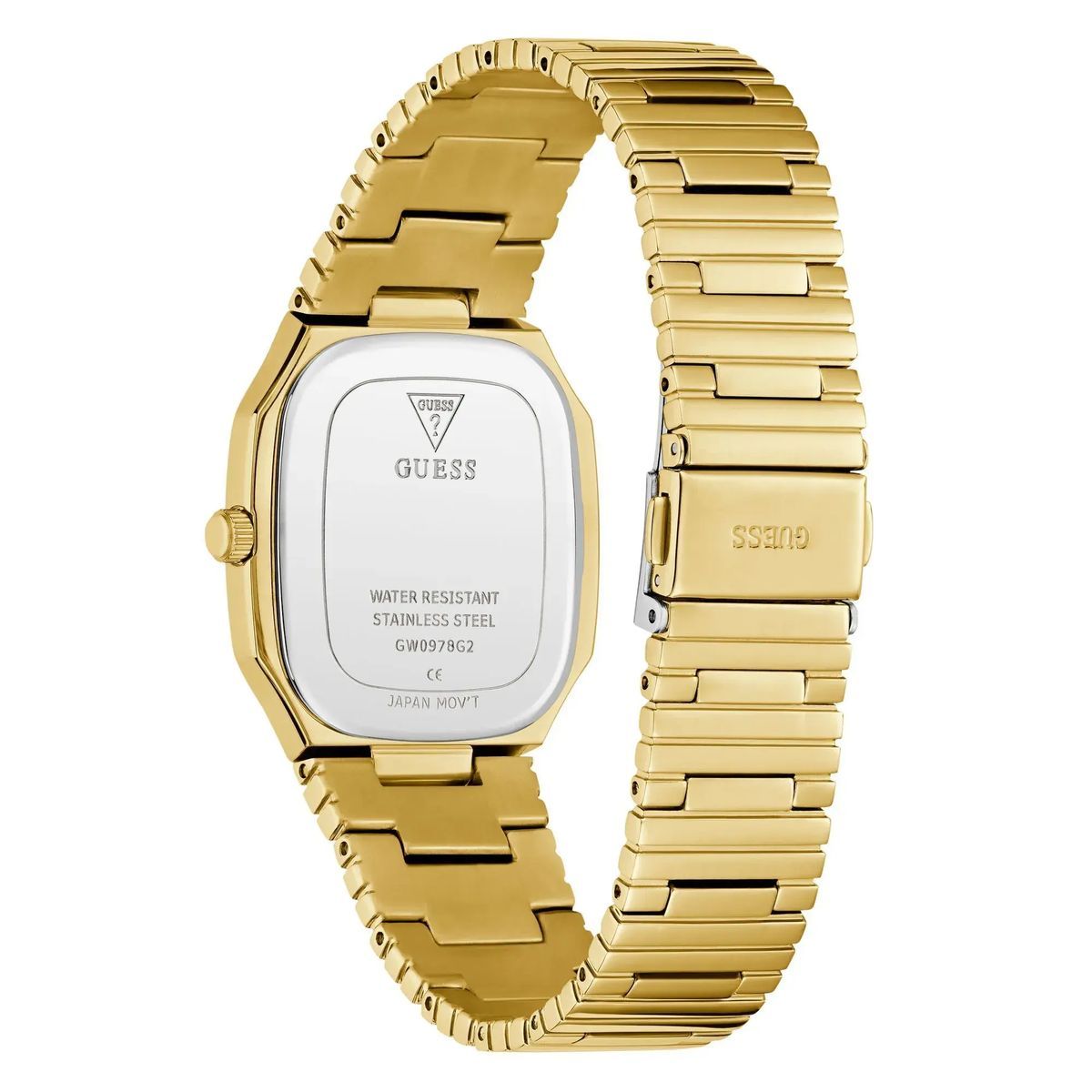 Goldfarbene Armbanduhr mit rechteckigem Gehäuse