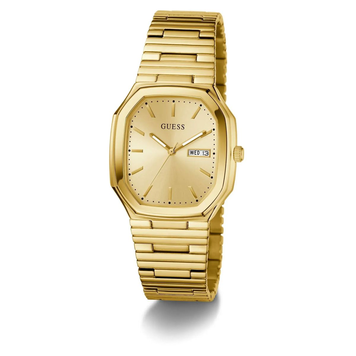 Goldfarbene Armbanduhr mit rechteckigem Gehäuse