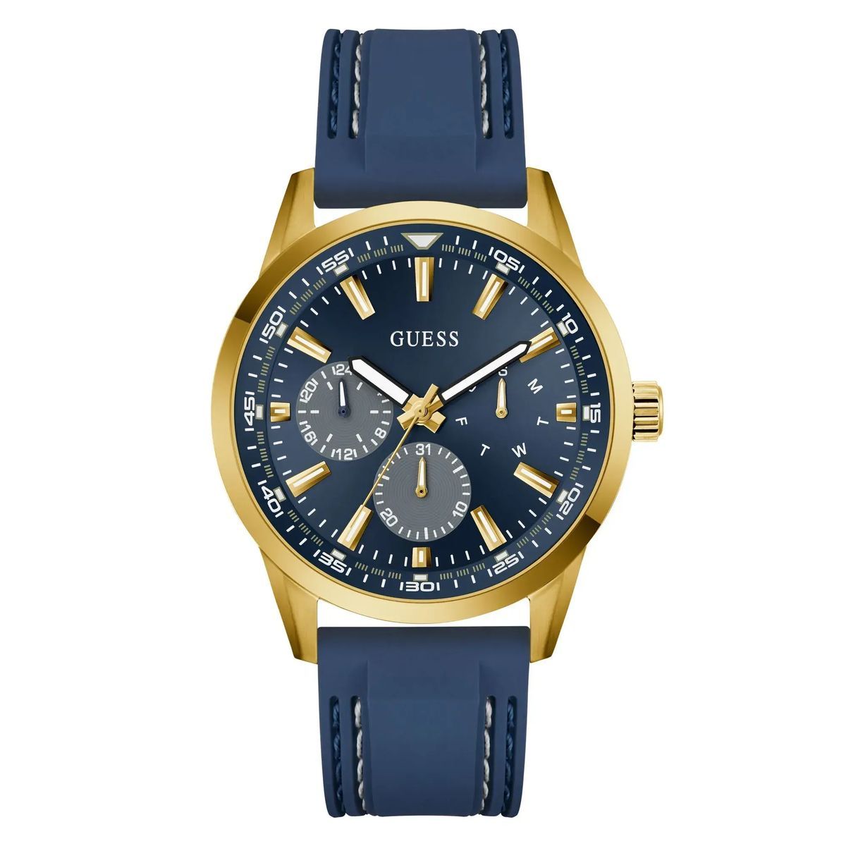 Multifunktions Marineblaue Uhr mit Goldgehäuse