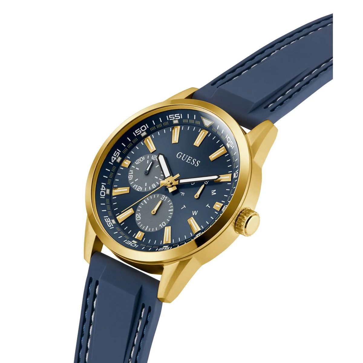 Multifunktions Marineblaue Uhr mit Goldgehäuse