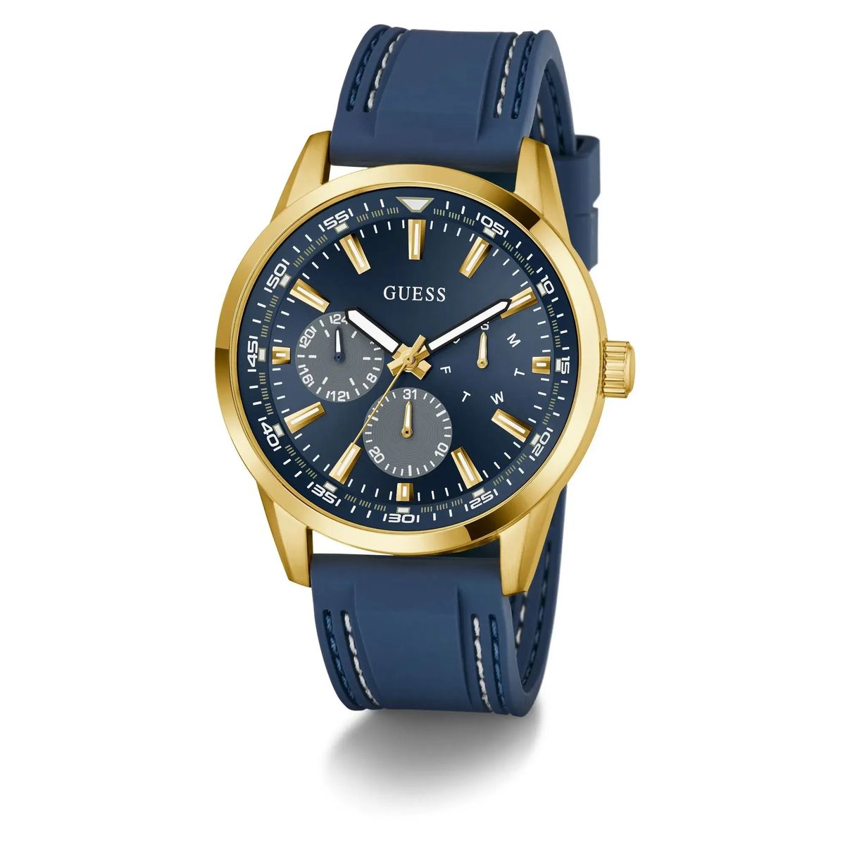 Multifunktions Marineblaue Uhr mit Goldgehäuse