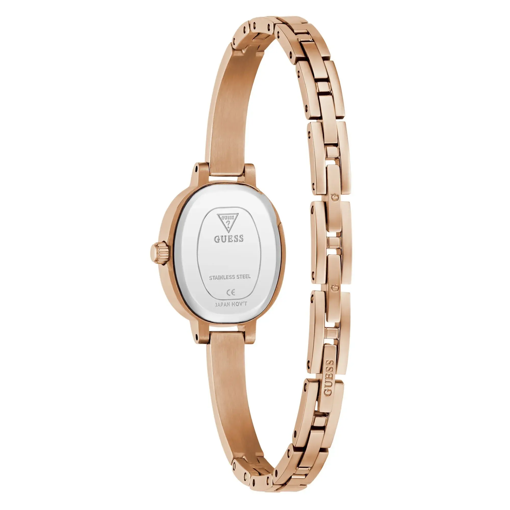 Roségoldfarbene Armbanduhr mit Kristallen