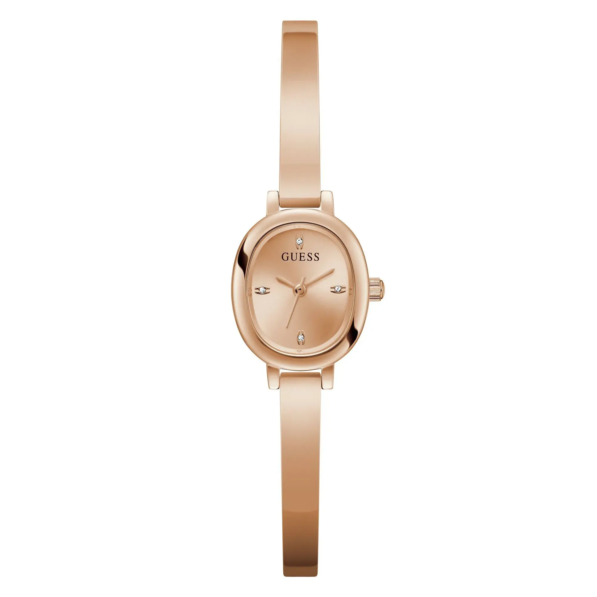 Roségoldfarbene Armbanduhr mit Kristallen