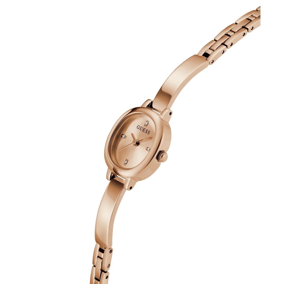 Roségoldfarbene Armbanduhr mit Kristallen