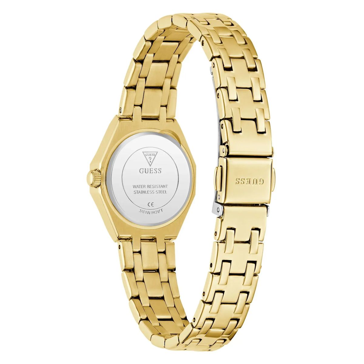 Goldfarbene, Kristallakzentuierte Analog-Uhr